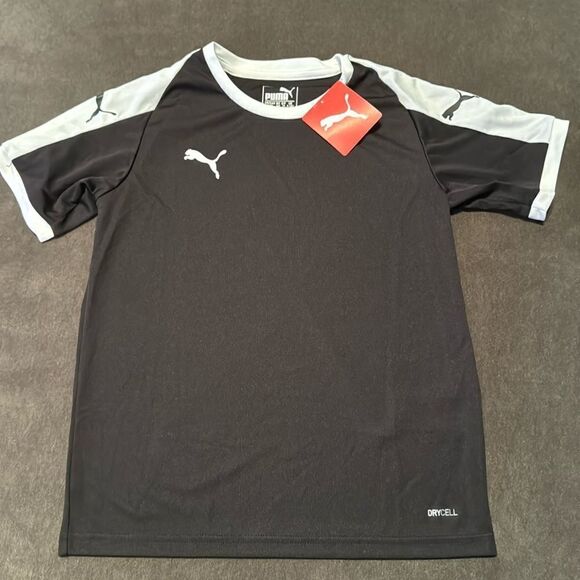 Puma Kids Unisex Black & White Soccer Jersey Junior Size M NWT - Picture 1 of 8